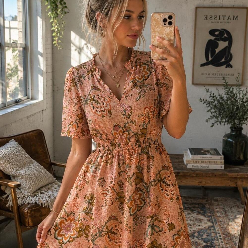 Spartina 449 Floral Mini Dress Pink Small